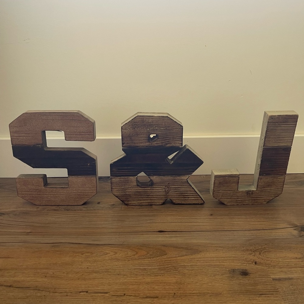 Rustic Brown Wooden Letters Decor